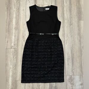 Calvin Klein Little Black Sparkly Tweed Skirt Cocktail Dress